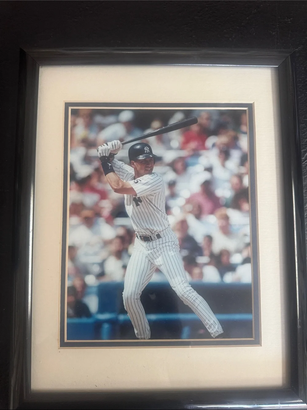 Framed Photo of Yankees Player Derek Jeter in Black matted Frame